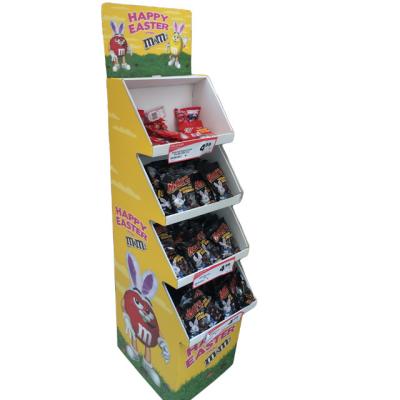 China Modern Customized Floor Candy Shelf Candy Rack Display Cardboard Box Floor Displays For Supermarket for sale