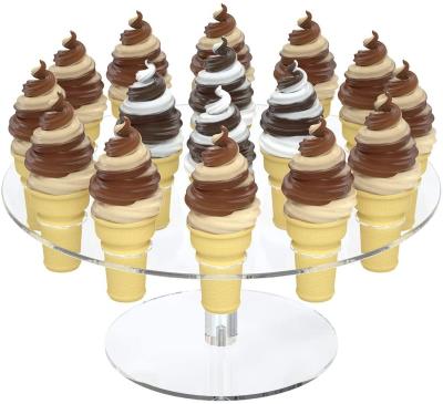 China Holdes 16 Hole Mini Ice Cream Cone Holder Tier Countertop Acrylic Waffle Cone Holder Display Stand for sale