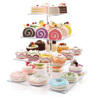 China Deli Rounded Acrylic 4 Tier Removable Cake Display Stand, Cupcake, Snack Display Rack for sale