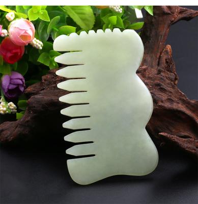 China nanfang natural xiuyan jade green jade comb 100% head jade massage stone comb for head for sale