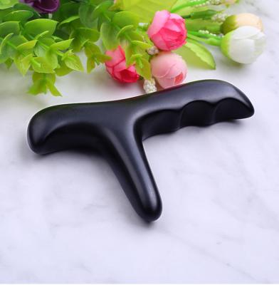 China Customized Body Shape Black Stone Gua Sha Stone Bian Jade Massage Tool For Skincare for sale