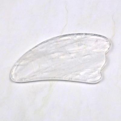 China Face Feather Shape Clear Quartz Gua Sha Rock Crystal Gemstone Sculptor GuaSha Stone Tool for sale