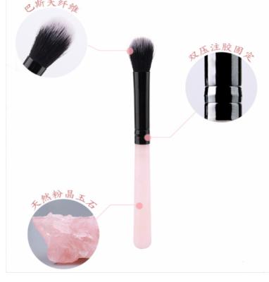 China Face Rose Quartz Brush Green Aventurine Handle Brush Eye Face Makeup Brush for sale