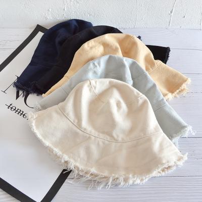 China Casual Bucket Hat Female Harajuku Bucket Hats Washable Foldable Fringed Bucket Hat for sale