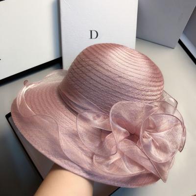 China White Brim Church Hat Sinamay Derby Top Polyester Organza Polynesian Picture Fancy Women Cut White Church Hats for sale