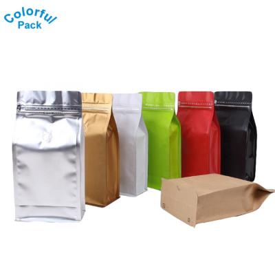 China Supplier High Quality Colorful Aluminum Foil 500g Flat Bottom Coffee Package Bags Moisture Proof With Valve for sale