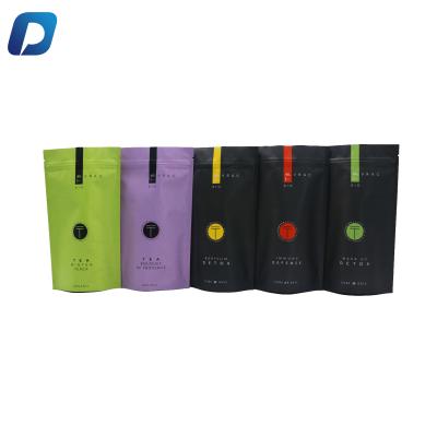 China Custom Moisture Proof Tea Bag Packing Matte Standing Up Foil Pouch Frosted Edible Zipper Bag Tea Packaging Mylar Bags for sale