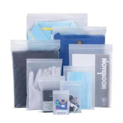 China Eco Friendly Recyclable CPE Plastic Packaging Bag Frosted Zipper Pockets Notebook Clothes Household Package for sale