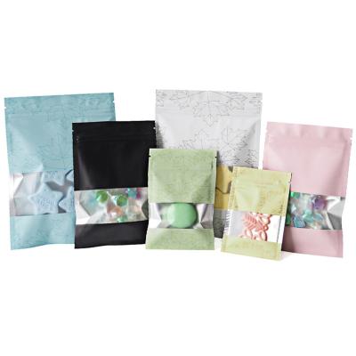 China Food Packaging Recyclable Pouches Aluminum Foil Zipper Bag Resealable Maple Leaf With Window Zip Lock Bag for sale