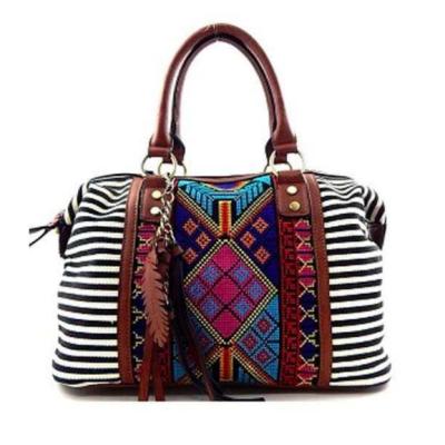 China Bags Women Handbags Ladies Canvas Printed Handbag Large Capacity Stripes Design Ladies Shoulder Bags Female Tassel Large Bag Messenger Totes for sale