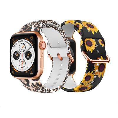 China Water Resistant Fashion Sports Silicone For Apple Watch Rubber Band Sport Watch Band Replacement 38 40 42 iwatch 3 4 5 6 Smart Bands 44mm Series for sale