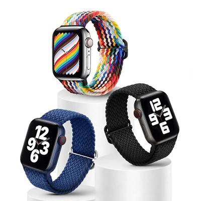 China Soft Braided Solo Loop Band For Apple Watch 44mm 40mm 42mm 38mm Fabric Nylon Elastic Strap For iWatch 3 4 5 Se 6 Elastic Strap for sale