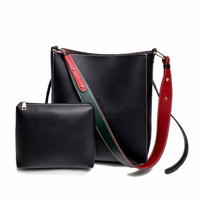 China Fashion Large Bucket Shoulder Bag Women Purses And Handbags Luxury Designer Wide Strap Womens Messenger Bags Black PU Totes Leather Large Bag for sale