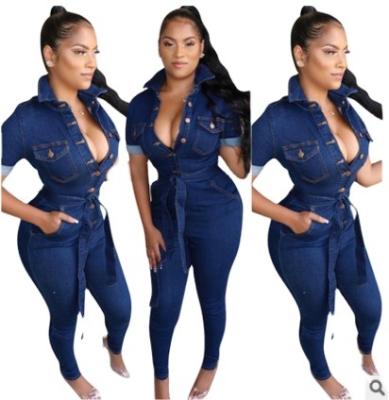 China Breathable European and American ladies denim overalls fashion casual jeans slim sexy denim diet overalls with pockets for sale