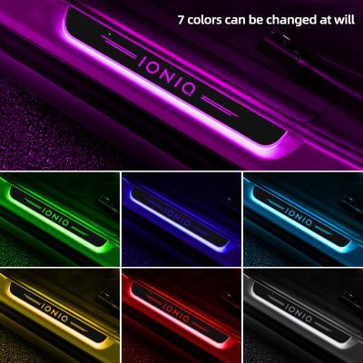 China Sports For Hyundai Tucson KONA CRETA EQUUS I10 I20 I40 IONIQ IX25 Santa Fe Santa Fe EQUUS I10 I20 I40 IONIQ IX25 Santa Fe Acrylic Welcome LED Pedal Plate Door Sill Pathway Light for sale