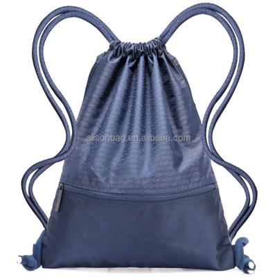 China Custom Made Heavy Duty And Durable Waterproof Polyester Sports Drawstring Bag Gym Drawstring Backpack for sale