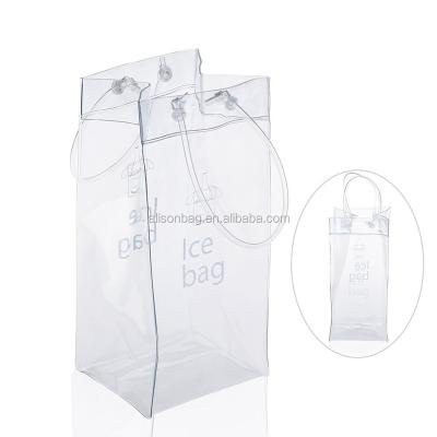 China 1.5l Waterproof Plastic Ice Bottle PVC Cooler Champagne Wine Cooler Bag PVC Travel Wine Bag PVC With Tube Handles for sale