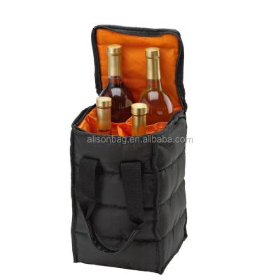 China With Padded 4 Pack Bottle Wine Carrier Insulated Portable Wine Carry Cooler Tote Bag for Travel or Picnic for sale