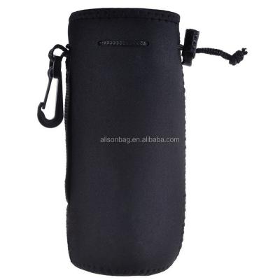 China Drawstring Insulated Neoprene Water Bottle Sleeve Bag Water Bottle Holder With Drawstring for sale