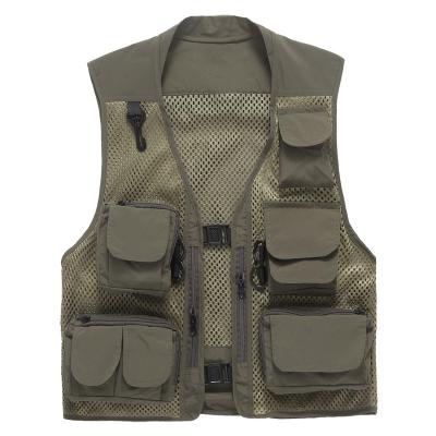 China LHI Logo Multi Pocket Mesh Thin Photography Vest Waterproof Custom Fishing Vest for sale