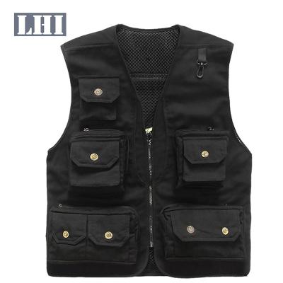 China Custom LHI Logo Shooting Multi Pocket Waistcoat Photographer Vest Jacket Fly Waterproof Fishing Vest for sale