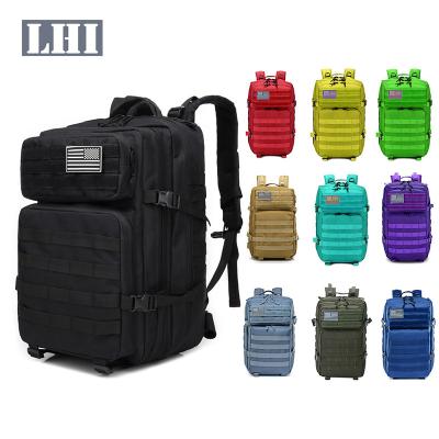 China LHI Waterproof Cheap Design Raise Waterproof Travel 900D Oxford 45L Molle Fitness University School Backpack Bag Sport Gym Backpack for sale