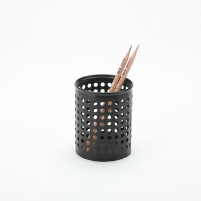 China Storage Metal Punched Round Pencil Holder Pen Cup Office Supplies for sale