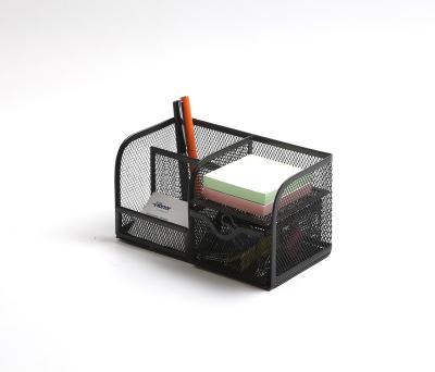 China Best Selling Metal Mesh 5-Compartment Desk Organizer With Drawer Office Supplies for sale