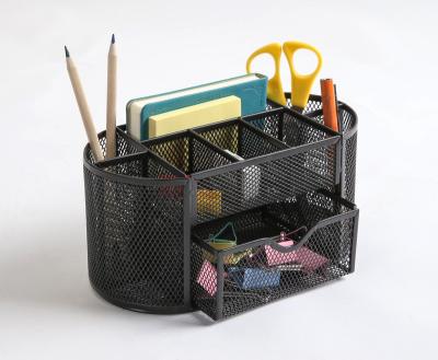 China Home Office Desk Organizer Metal Mesh Office Stationery Desk Organizer with Drawer Desk Cart Office Supplies Organizer for sale