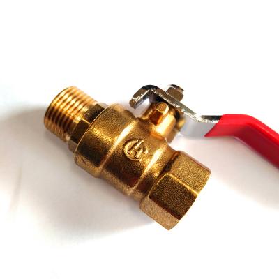 China General Manufacturing Supply Forged Brass Male And Female Pipe Fitting Ball Valve Long Red Level Handle For Water Gas for sale