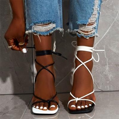 China 2021 Fashion Trend Flip-Toe Strap Stiletto Heel Plus Size Fashion Sandals Shoes For Women for sale