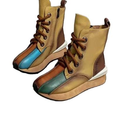 China Women's Casual Lady Shoes Boots Boat Waterproof Women's Patchwork Athletic Ankle Boots Shoes Winter 2022 for sale