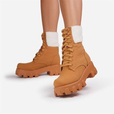 China Other New Womens Platform Black Combat Ankle Boots Lace Up Woman Shoes Winter Biker Boots For Women for sale