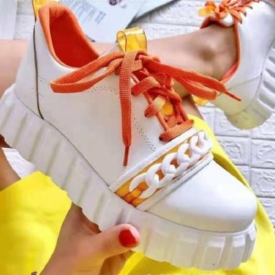 China New Designer Sneakers Women Walking Shoes Chain Decor Casual Platform Ladies White Shoes Fashion Female Shoes Feminino 2022 for sale