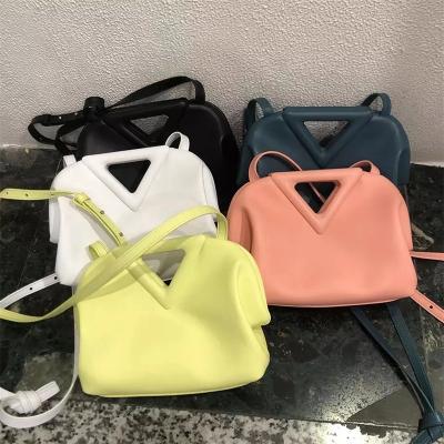 China PU Brand Luxury Handbag Reversed Triangle Candy Color Leather Clutch Purse Messenger Bag Ladies Fashion Shoulder Bag for sale