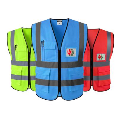 China Custom Made Multi Work Vest Road Safety High Visible LED Pocket Safety Reflective Vest for sale