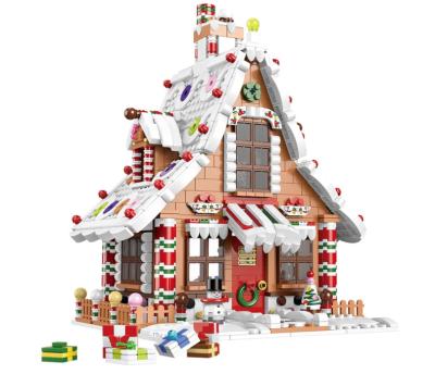 China Building Toy Amazon Christmas Gingerbread House Kit Building Block Set Toys With Led Light For Kids Christmas Gift for sale