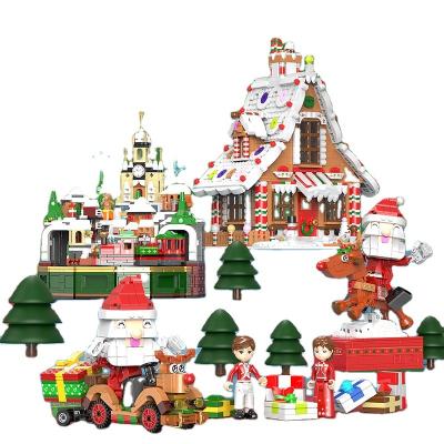 China Construction Toy Amazon Hot Selling Christmas Gingerbread House Kit Building Block Set For Kids Christmas Gift for sale