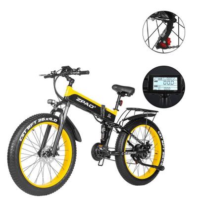 China Aluminum alloy good quality 500w full suspension electric snow bicycle with folding frame for sale