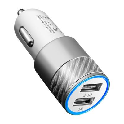 China Dual USB 5V 2.1A Dual USB 5V 2.1A CAR CHARGER Mobile Phone Metal Charger Portable Car Cigarette Lighter USB Car Charger for sale