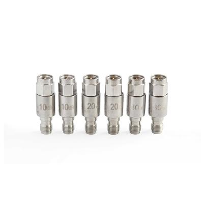 China High Quality 50 Ohm 20db DC Attenuators Male To Female Passivated Stainless Steel Body Rated 2 Watts 20 dB DC Attenuator ATT-20W2F6 (SMA 2W 20dB) for sale