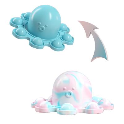 China Styles and colors are randomly New Creative Decompression Silicone Keychain Silicone Dimple Doll Face-Changing Single Double Sided Flipping Octopus Squeezing Toys for sale