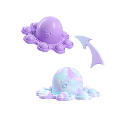 China Styles and colors are randomly matched rotating decompression Toy Puzzle Flip Reverse Cute double-sided expression silicone Octopus wholesale for sale