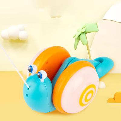 China 2022 Hot Selling Baby Toy Cartoon Animal Pull Along Toy Suitable For Toddler Pull Along Snail Toys With Light Music for sale