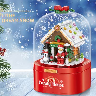 China DIY PLAY 2021 New Christmas Hand Built Music Box DIY Ornament Santa Claus Building Blocks Educational Toys For Children's Gift for sale