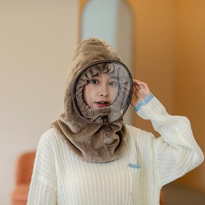 China Winter Windproof Cycling Hood Mask With PVC Windproof Face Mask Against Hood Plush Head Cap Warm Cotton for sale