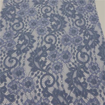 China Sustainable Hot Piece Dyed Flowers Pattern And French Eyelash Selvage Lace Fabric For Women Dress for sale