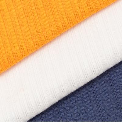 China Stretch wide and stripe 90% polyester 10% spandex narrow rib knit fabric for t-shirt, dress, underwear for sale