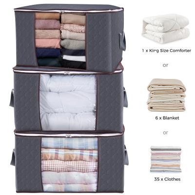 China 3 Pack Large Capacity Non-Woven Fabric Storage Bag Viable Foldable Organizer for Comforters, Blankets, Bedding for sale