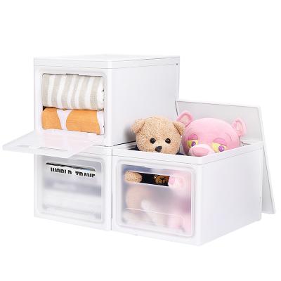 China Sustainable White Stackable Storage Box Storage Plastic Bins With Handles for sale